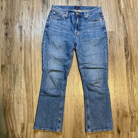 J Crew Mid Rise Flare Crop Denim Jeans‎ Womens Blue Stretch Size 27 - Picture 1 of 8